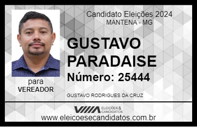 Candidato GUSTAVO PARADAISE 2024 - MANTENA - Eleições