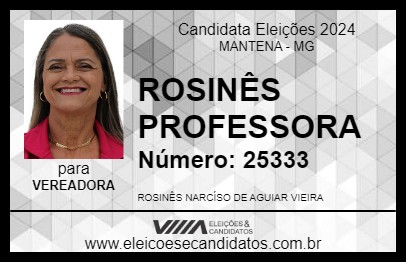 Candidato ROSINÊS PROFESSORA 2024 - MANTENA - Eleições