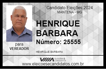 Candidato HENRIQUE BARBARA 2024 - MANTENA - Eleições