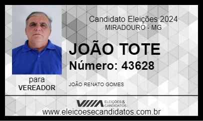 Candidato JOÃO TOTE 2024 - MIRADOURO - Eleições