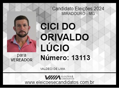 Candidato CICI DO ORIVALDO LÚCIO 2024 - MIRADOURO - Eleições