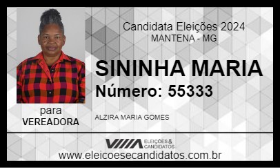 Candidato SININHA MARIA 2024 - MANTENA - Eleições