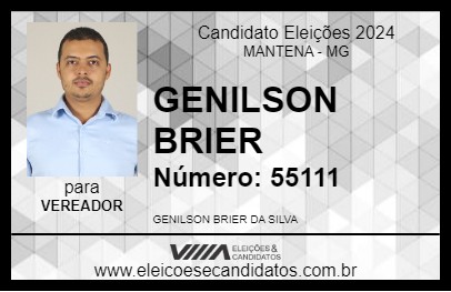 Candidato GENILSON BRIER 2024 - MANTENA - Eleições