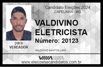 Candidato VALDIVINO ELETRICISTA 2024 - CAPELINHA - Eleições