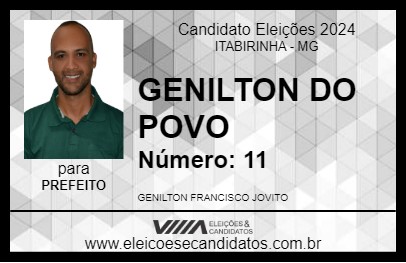 Candidato GENILTON DO POVO 2024 - ITABIRINHA - Eleições