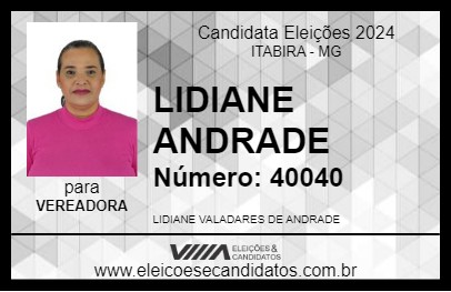 Candidato LIDIANE ANDRADE 2024 - ITABIRA - Eleições