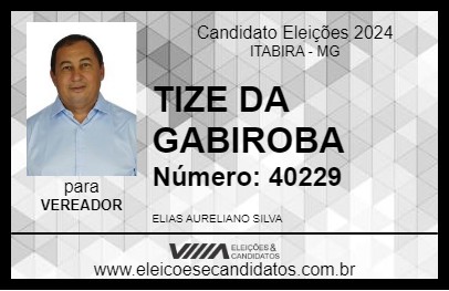 Candidato TIZE DA GABIROBA 2024 - ITABIRA - Eleições