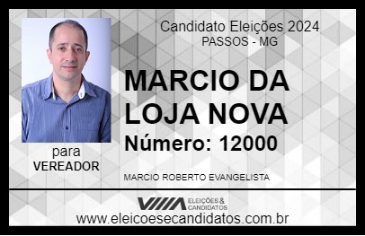 Candidato MARCIO DA LOJA NOVA 2024 - PASSOS - Eleições