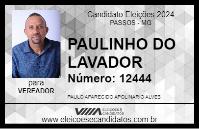 Candidato PAULINHO DO LAVADOR 2024 - PASSOS - Eleições