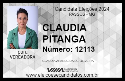 Candidato CLAUDIA PITANGA 2024 - PASSOS - Eleições