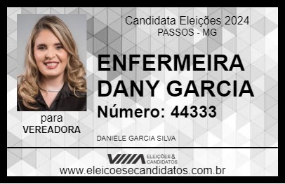 Candidato ENFERMEIRA DANY GARCIA 2024 - PASSOS - Eleições