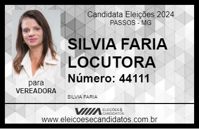 Candidato SILVIA FARIA LOCUTORA 2024 - PASSOS - Eleições