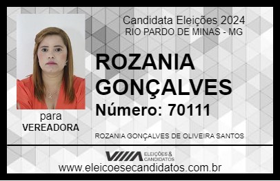 Candidato ROZANIA GONÇALVES 2024 - RIO PARDO DE MINAS - Eleições