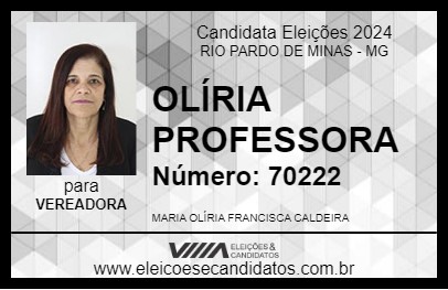 Candidato OLÍRIA PROFESSORA 2024 - RIO PARDO DE MINAS - Eleições