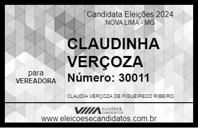 Candidato CLAUDINHA VERÇOZA 2024 - NOVA LIMA - Eleições