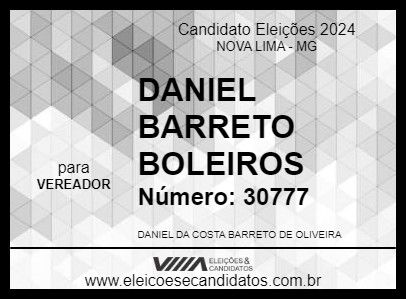 Candidato DANIEL BARRETO BOLEIROS 2024 - NOVA LIMA - Eleições