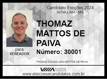 Candidato THOMAZ MATTOS DE PAIVA 2024 - NOVA LIMA - Eleições