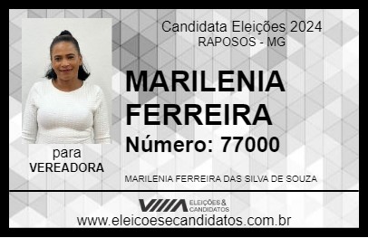 Candidato MARILENIA FERREIRA 2024 - RAPOSOS - Eleições