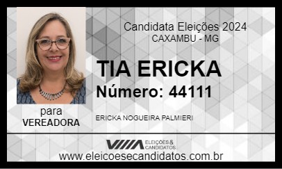 Candidato TIA ERICKA 2024 - CAXAMBU - Eleições