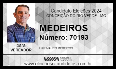 Candidato MEDEIROS 2024 - CONCEIÇÃO DO RIO VERDE - Eleições