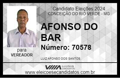 Candidato AFONSO DO BAR 2024 - CONCEIÇÃO DO RIO VERDE - Eleições