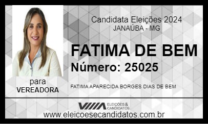 Candidato FATIMA  DE BEM 2024 - JANAÚBA - Eleições