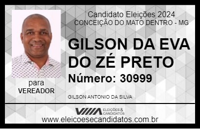 Candidato GILSON DA EVA DO ZÉ PRETO 2024 - CONCEIÇÃO DO MATO DENTRO - Eleições