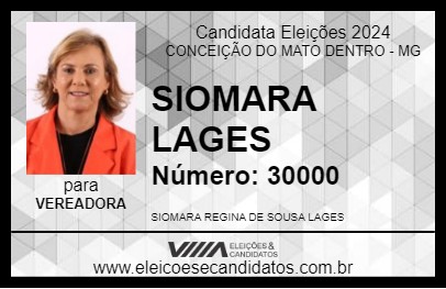 Candidato SIOMARA LAGES 2024 - CONCEIÇÃO DO MATO DENTRO - Eleições