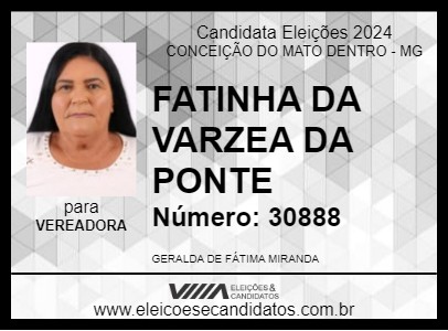 Candidato FATINHA DA VARZEA DA PONTE 2024 - CONCEIÇÃO DO MATO DENTRO - Eleições