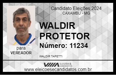 Candidato WALDIR PROTETOR 2024 - CAXAMBU - Eleições