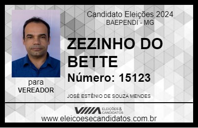 Candidato ZEZINHO DO BETTE 2024 - BAEPENDI - Eleições