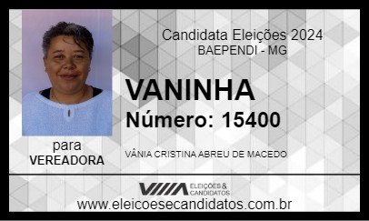 Candidato VANINHA 2024 - BAEPENDI - Eleições