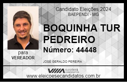 Candidato BOQUINHA TUR PEDREIRO 2024 - BAEPENDI - Eleições