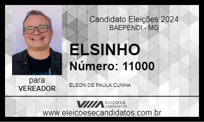 Candidato ELSINHO 2024 - BAEPENDI - Eleições