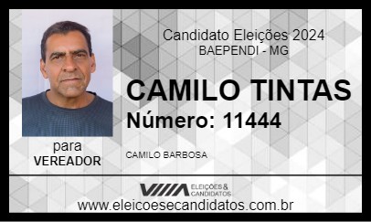 Candidato CAMILO TINTAS 2024 - BAEPENDI - Eleições