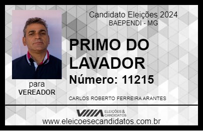 Candidato PRIMO DO LAVADOR 2024 - BAEPENDI - Eleições