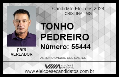 Candidato TONHO PEDREIRO 2024 - CRISTINA - Eleições