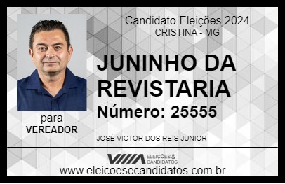 Candidato JUNINHO DA REVISTARIA 2024 - CRISTINA - Eleições