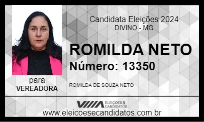 Candidato ROMILDA NETO 2024 - DIVINO - Eleições