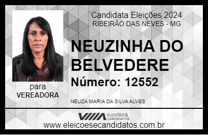 Candidato NEUZINHA DO BELVEDERE 2024 - RIBEIRÃO DAS NEVES - Eleições