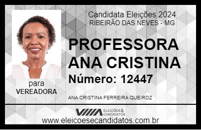 Candidato PROFESSORA ANA CRISTINA 2024 - RIBEIRÃO DAS NEVES - Eleições