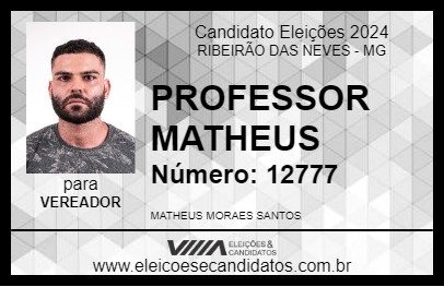 Candidato PROFESSOR MATHEUS 2024 - RIBEIRÃO DAS NEVES - Eleições