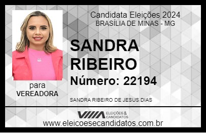 Candidato SANDRA RIBEIRO 2024 - BRASÍLIA DE MINAS - Eleições