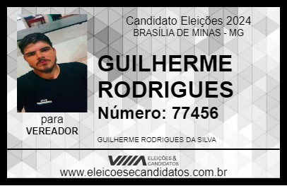 Candidato GUILHERME RODRIGUES 2024 - BRASÍLIA DE MINAS - Eleições