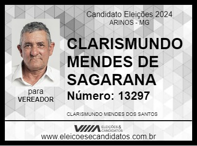 Candidato CLARISMUNDO MENDES DE SAGARANA 2024 - ARINOS - Eleições