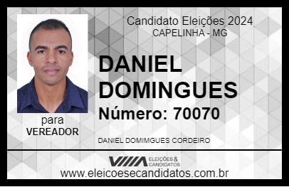 Candidato DANIEL DOMINGUES 2024 - CAPELINHA - Eleições