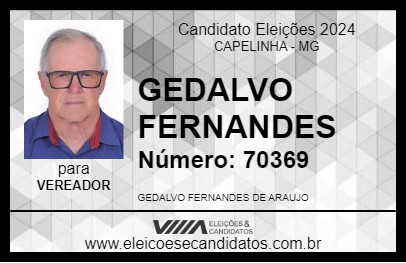 Candidato GEDALVO FERNANDES 2024 - CAPELINHA - Eleições