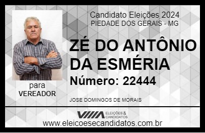 Candidato ZÉ DO ANTÔNIO DA ESMÉRIA 2024 - PIEDADE DOS GERAIS - Eleições