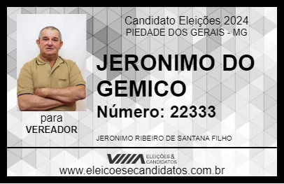 Candidato JERONIMO DO GEMICO 2024 - PIEDADE DOS GERAIS - Eleições