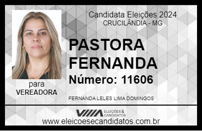 Candidato PASTORA FERNANDA 2024 - CRUCILÂNDIA - Eleições